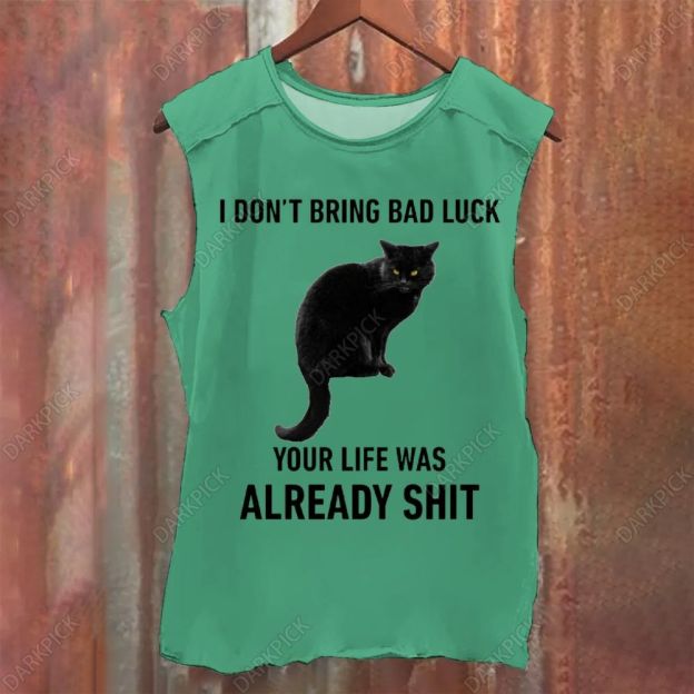 I Don't Bring Bad Luck Black Cat Vintage Washed Tank Top