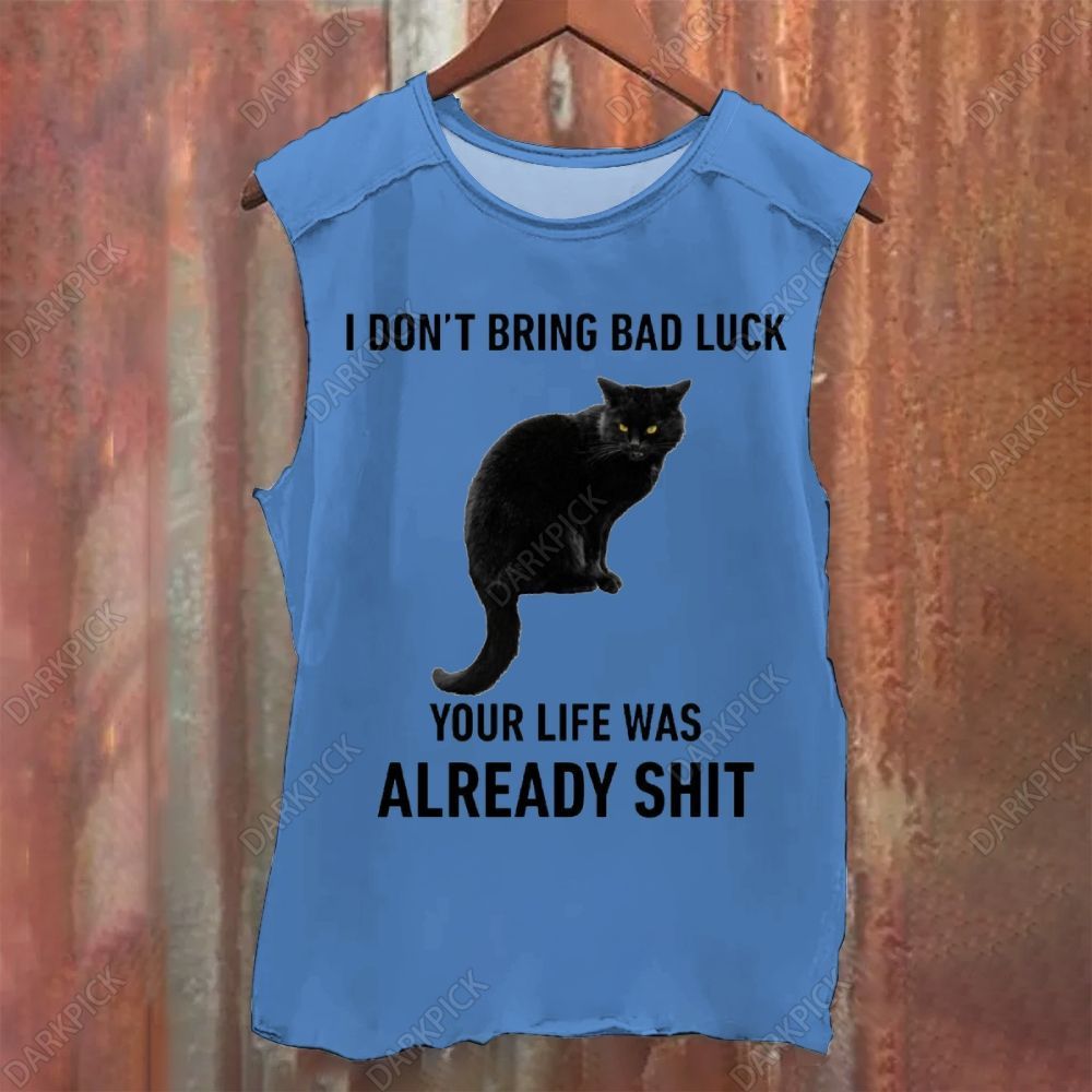 I Don't Bring Bad Luck Black Cat Vintage Washed Tank Top