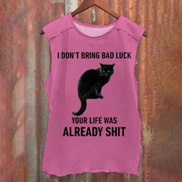 I Don't Bring Bad Luck Black Cat Vintage Washed Tank Top