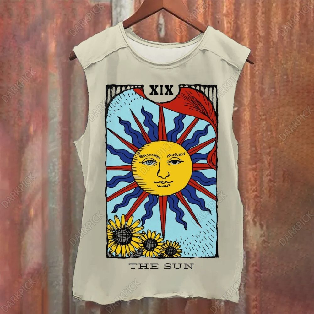 Vintage Washed The Sun Tarot Card Tank Top