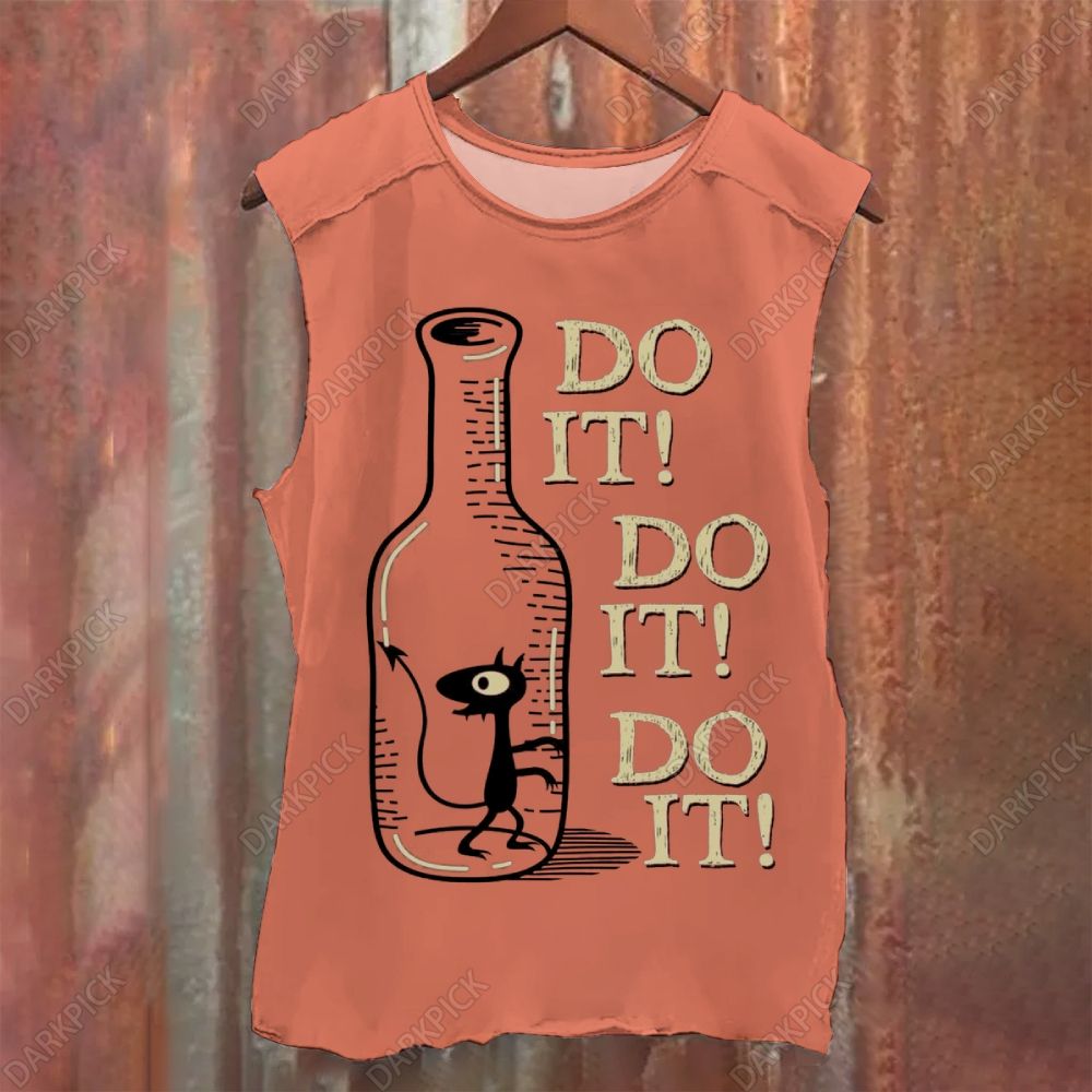 Cotton Funny mouse falling into the bottle Do It Vintage Washed Tank Top