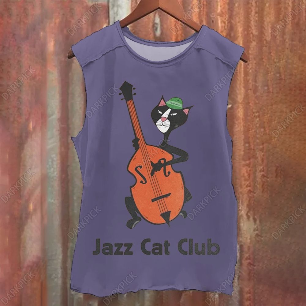 Jazz Cat Club Illustrations Vintage Washed Tank Top