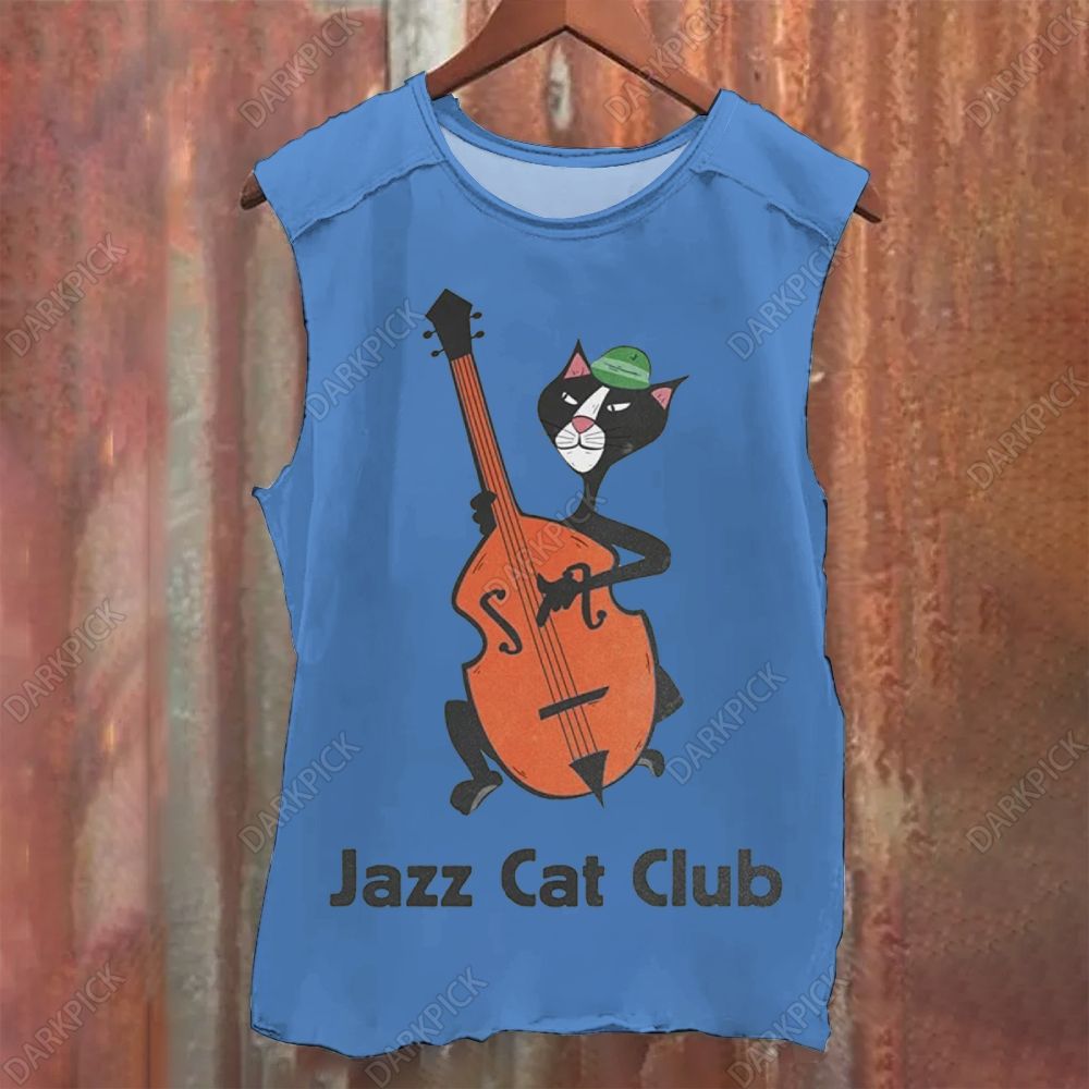 Jazz Cat Club Illustrations Vintage Washed Tank Top