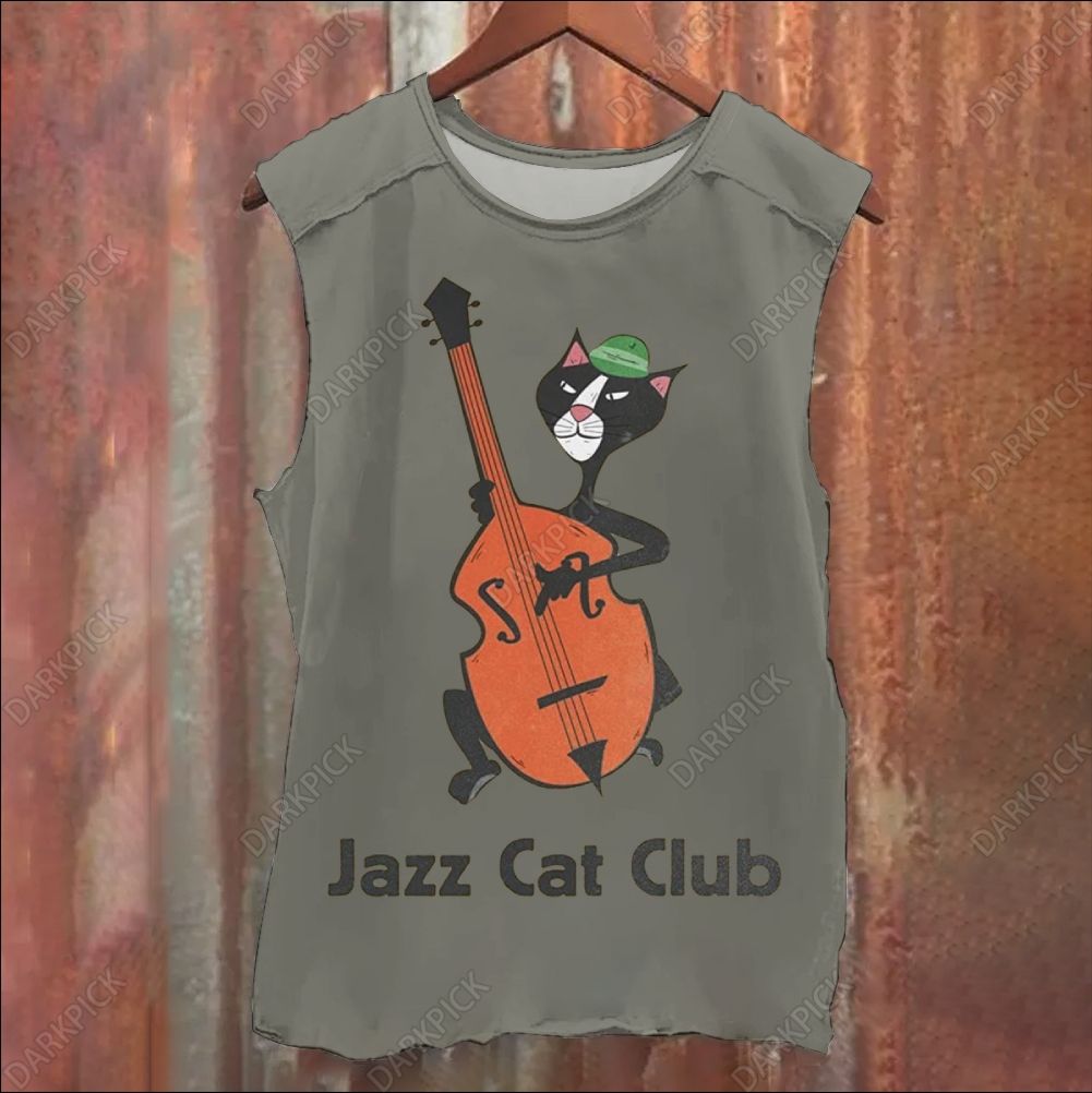 Jazz Cat Club Illustrations Vintage Washed Tank Top