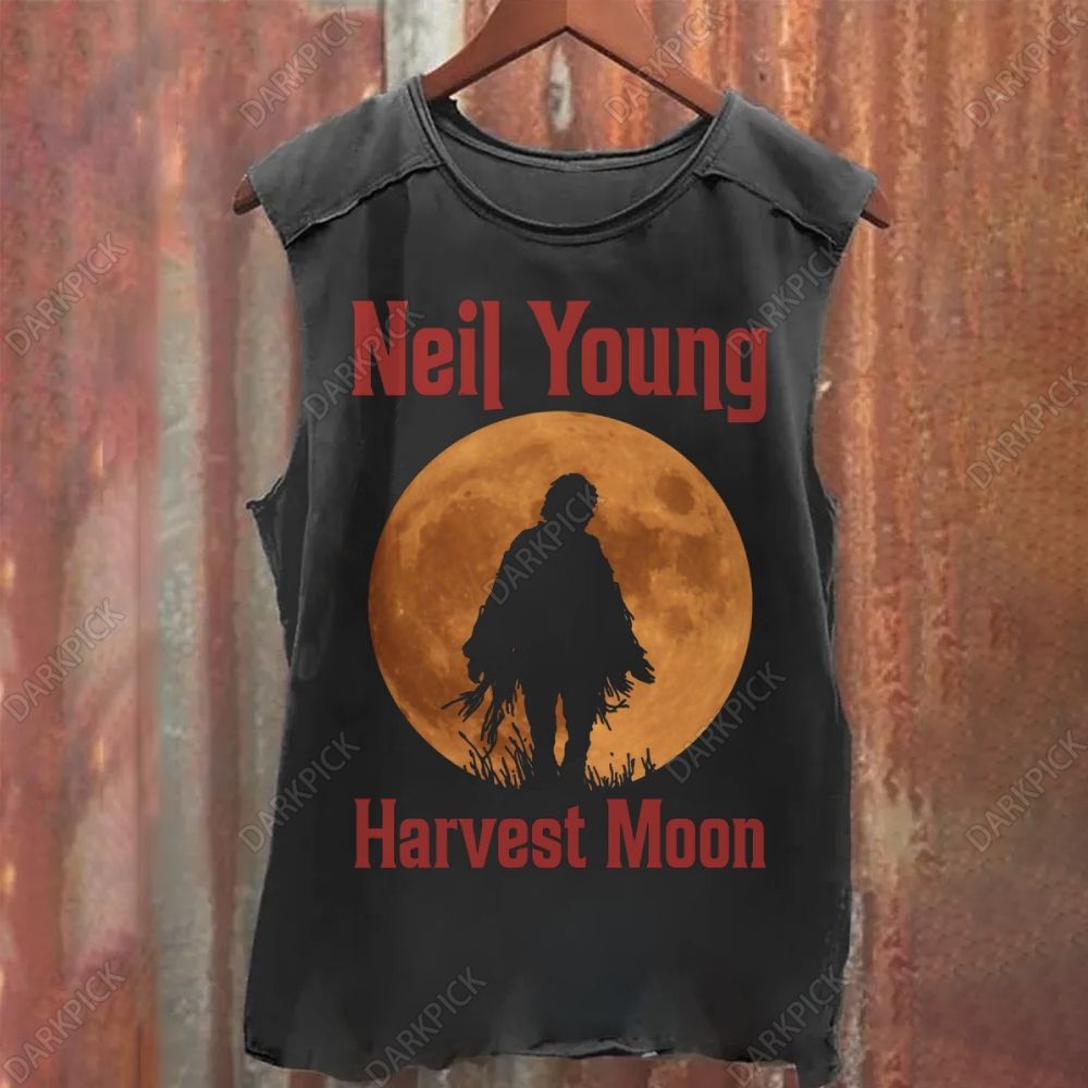 Vintage Washed Neil Young - Harvest Moon songs Tank Top