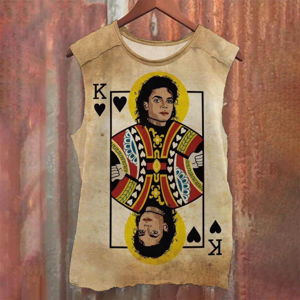 Casual Funny Poker Card Printed Tank Top