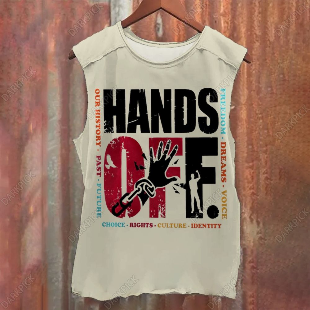 Vintage Washed Hands Off Protest Tank Top