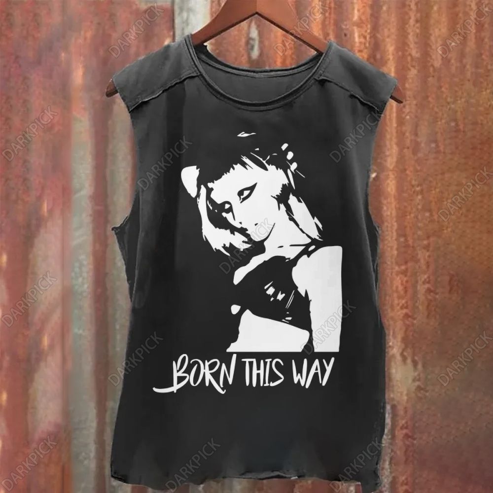 Vintage Washed Born This Way - Lady Gaga Singer Tank Top – darkpick