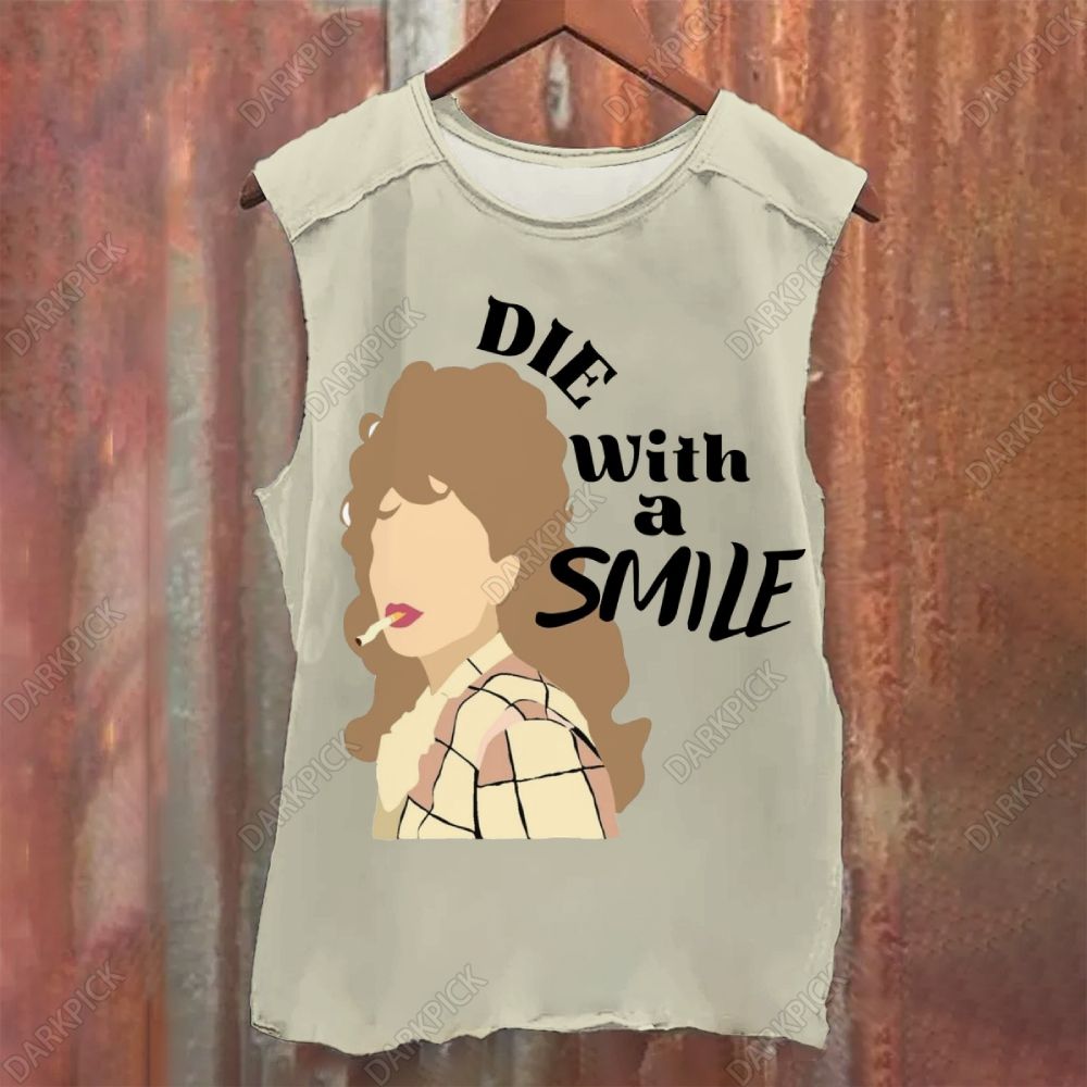 Vintage Washed Lady Gaga Die With A Smile Tank Top