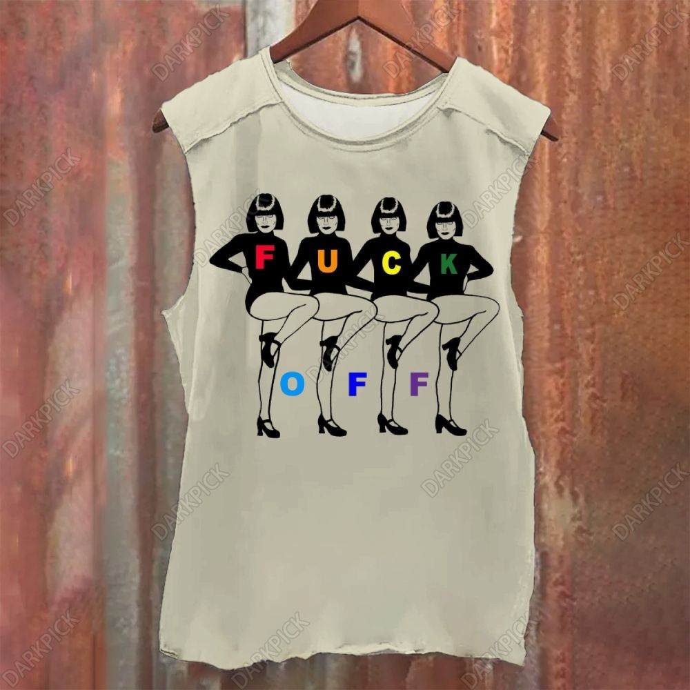 Funny Fuck Printed Washed Tank Top