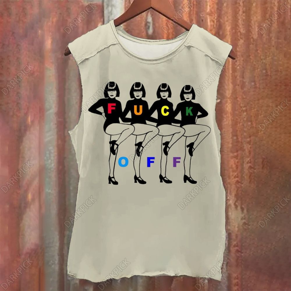 Funny Fuck Printed Washed Tank Top