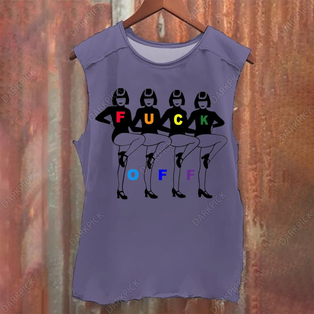 Funny Fuck Printed Washed Tank Top