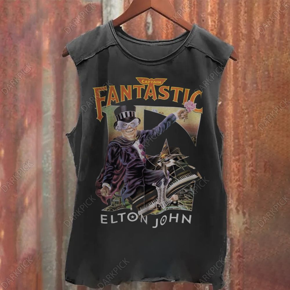 Elton John Singer Vintage Washed Tank Top