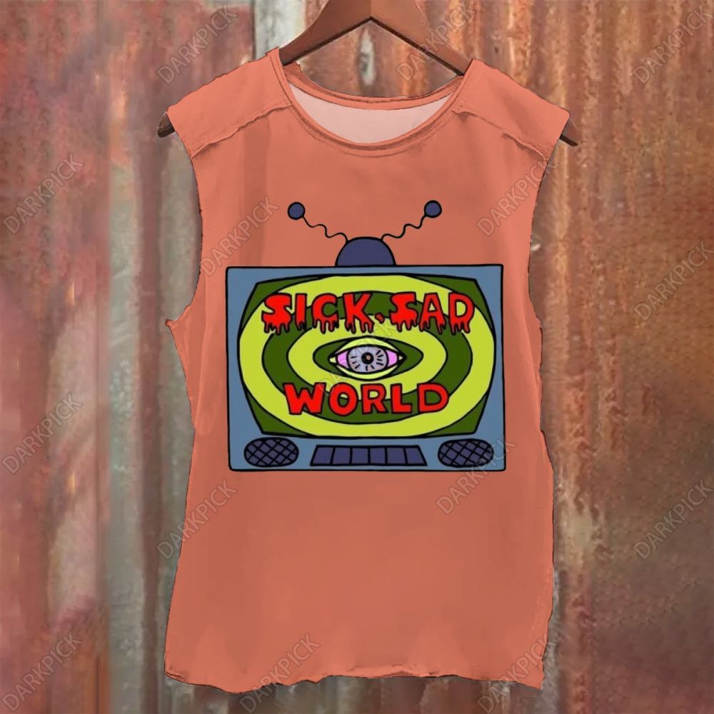 Vintage Washed Sick Sad World Art Illustration Tank Top