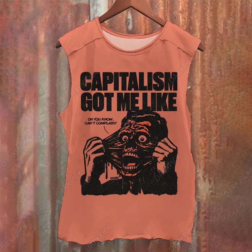 Vintage Washed Capitalism Illustration Tank Top