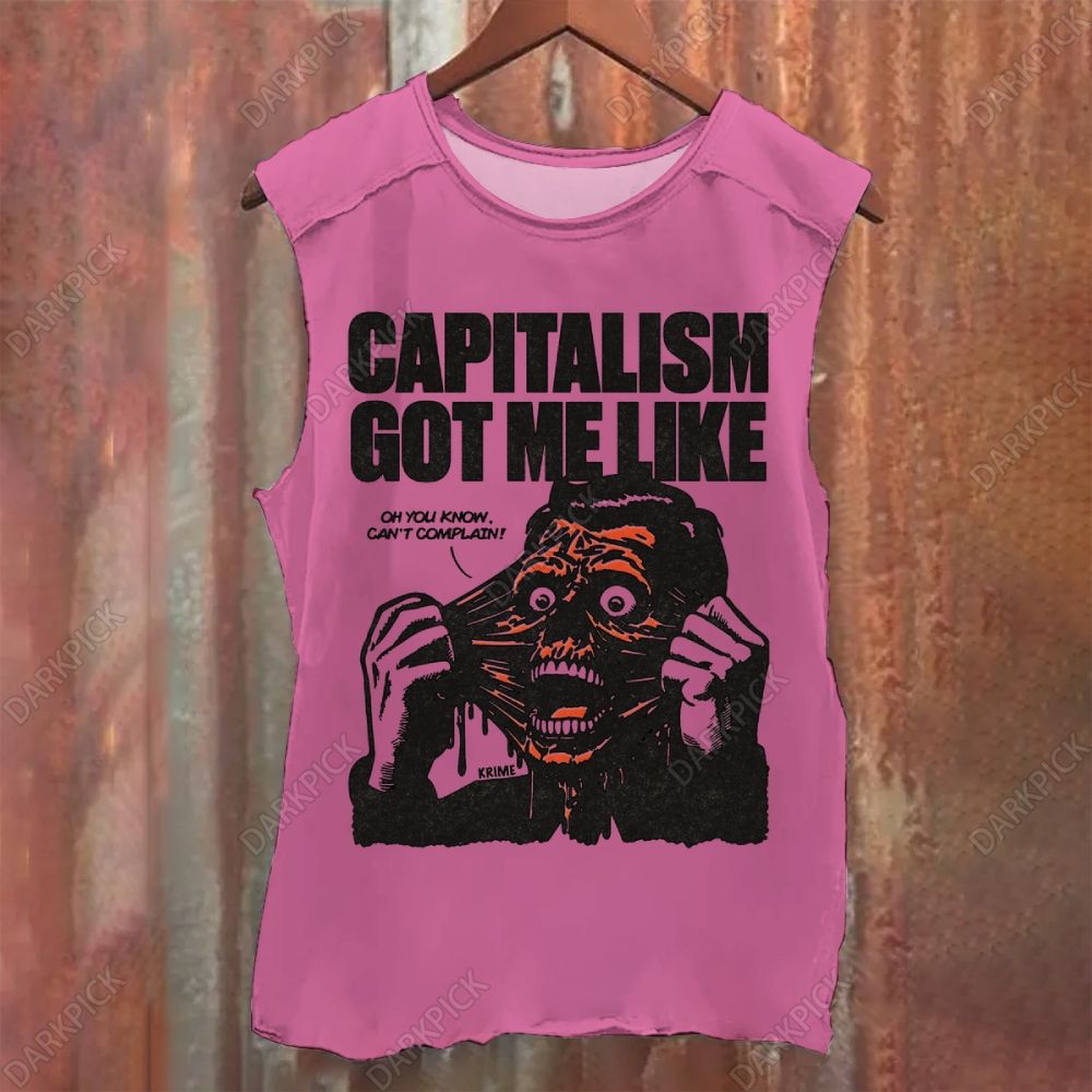 Vintage Washed Capitalism Illustration Tank Top