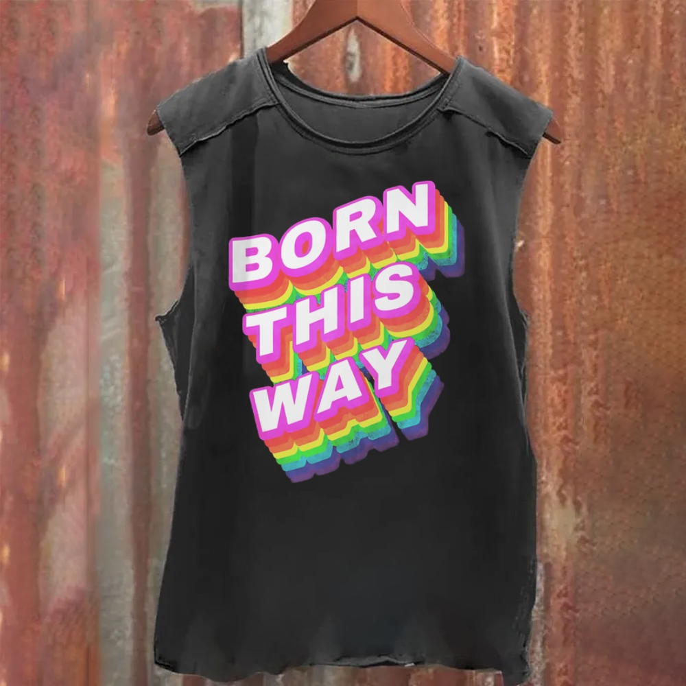 Queer Born This Way Vintage Washed Tank Top