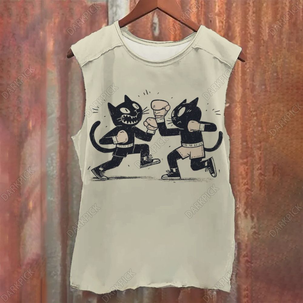 Two cats fighting Vintage Washed Tank Top