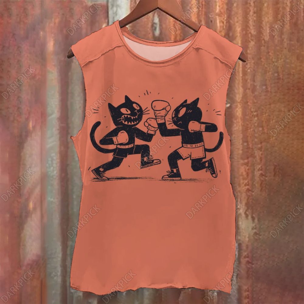 Two cats fighting Vintage Washed Tank Top