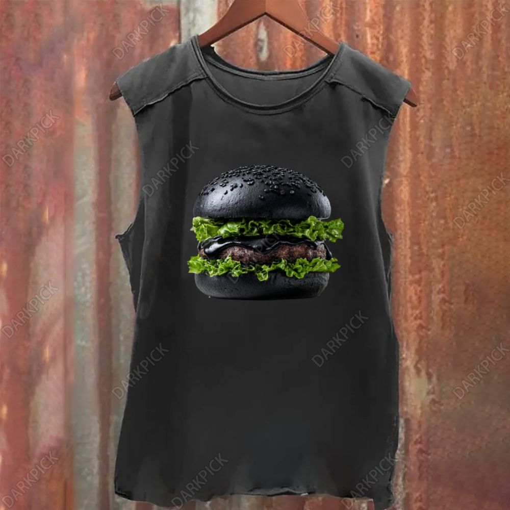 Black hamburger Vintage Washed Tank Top