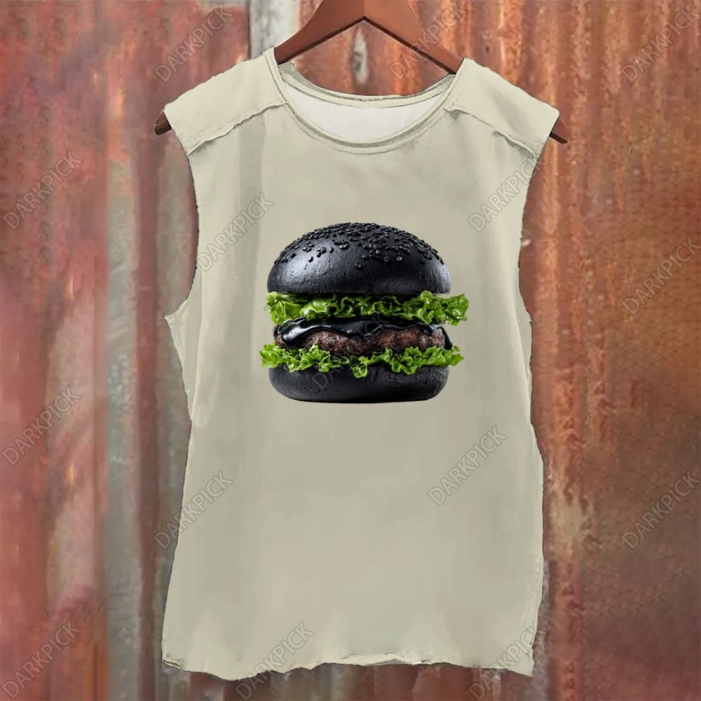 Black hamburger Vintage Washed Tank Top