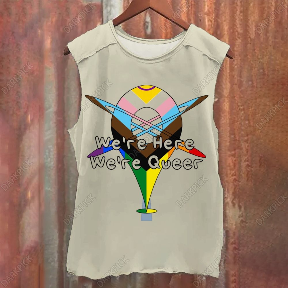 We're Here, We're Queer  Vintage Washed Tank Top