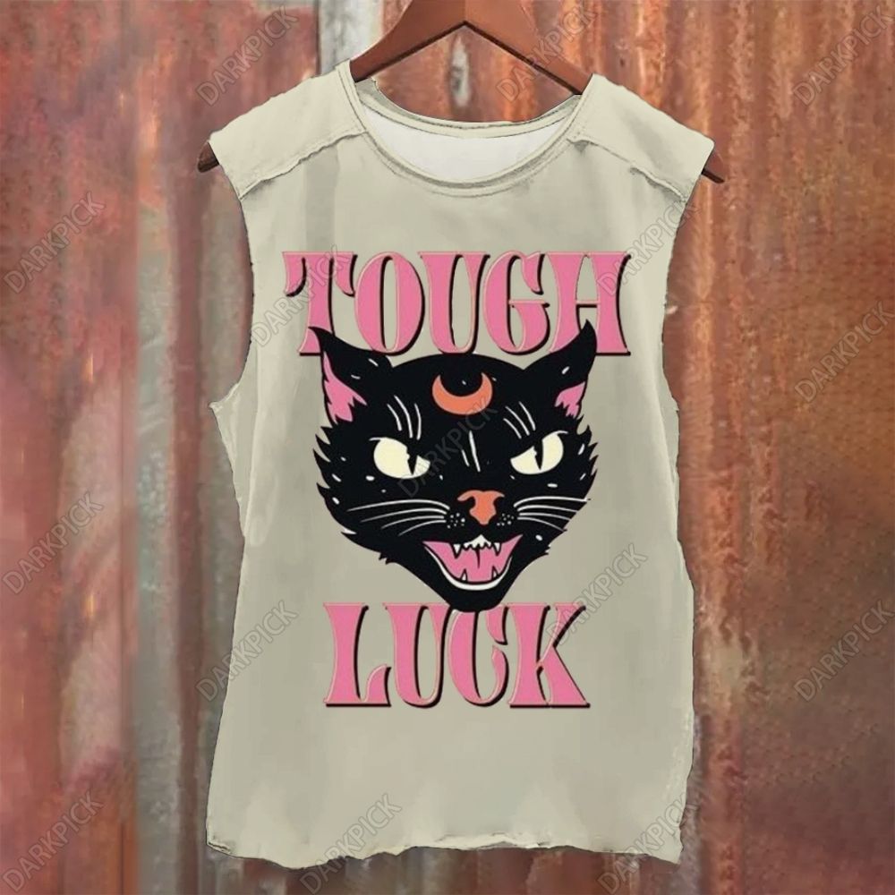Tough Luck Cat Vintage Washed Tank Top