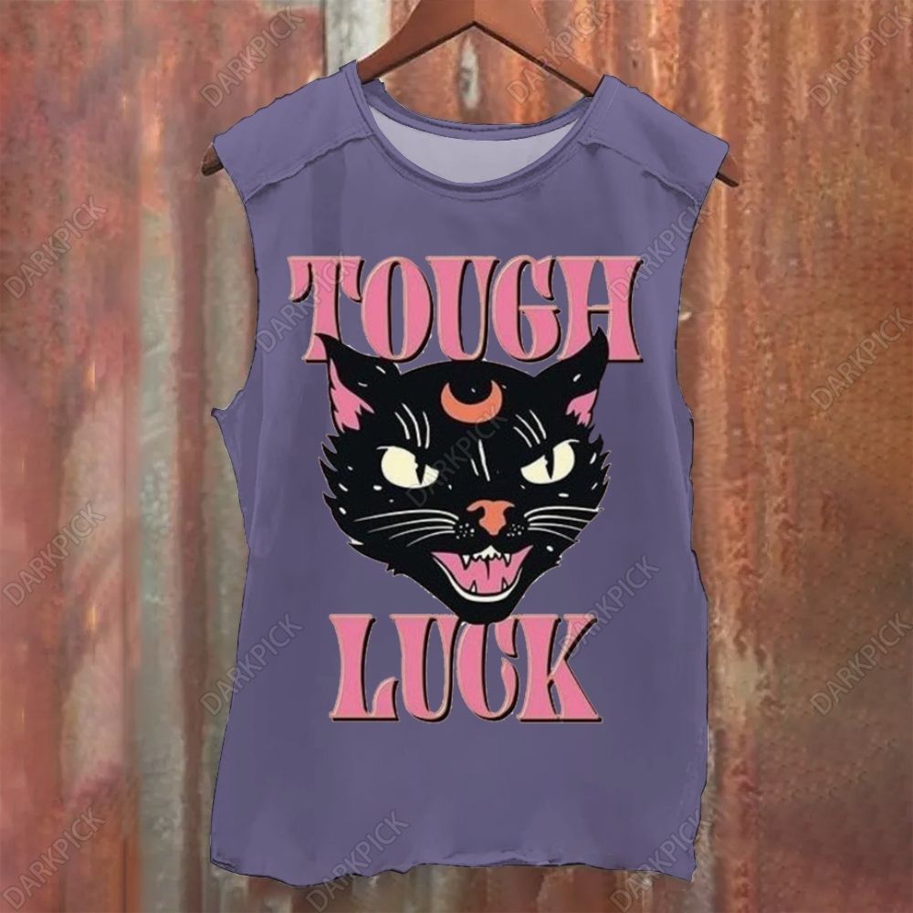 Tough Luck Cat Vintage Washed Tank Top