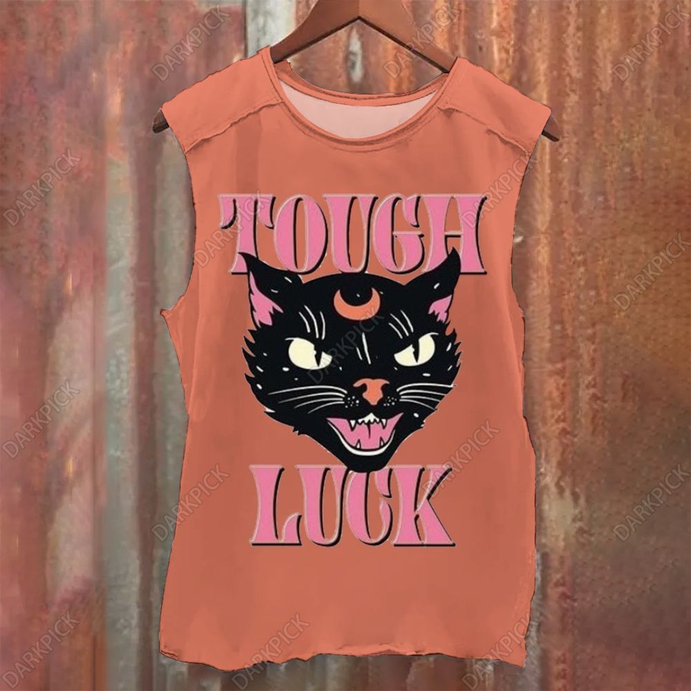 Tough Luck Cat Vintage Washed Tank Top