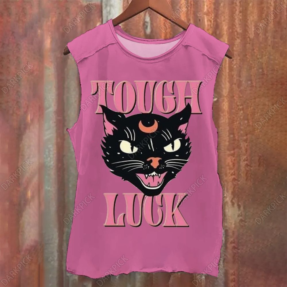 Tough Luck Cat Vintage Washed Tank Top