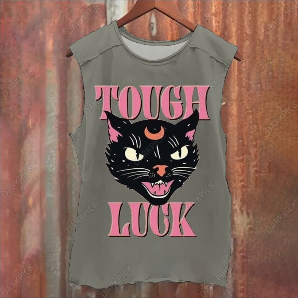 Tough Luck Cat Vintage Washed Tank Top