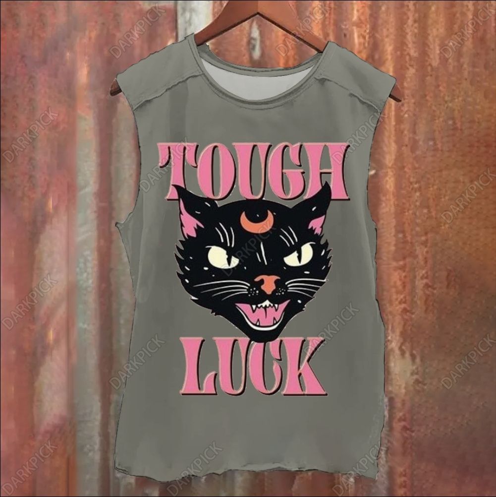 Tough Luck Cat Vintage Washed Tank Top