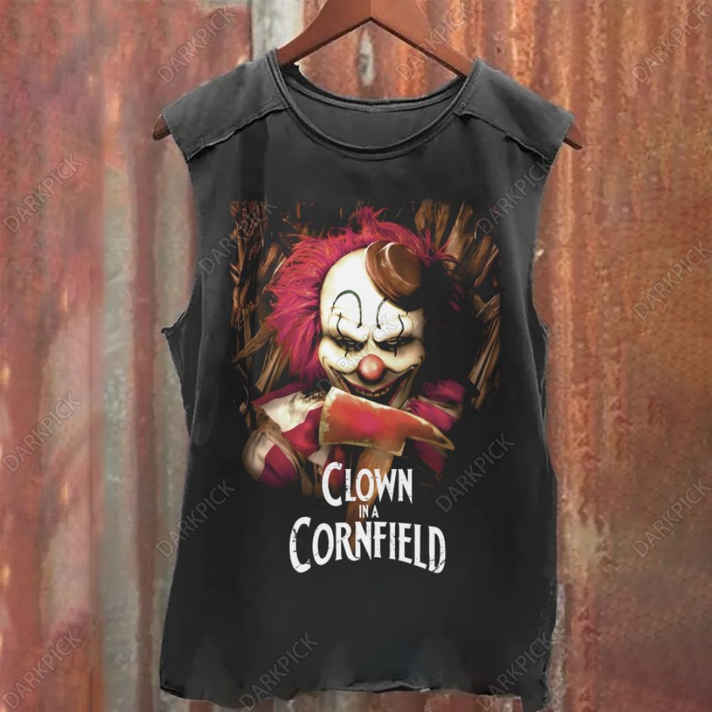 Clown in a Cornfield Horror Movie Washed Tank Top 