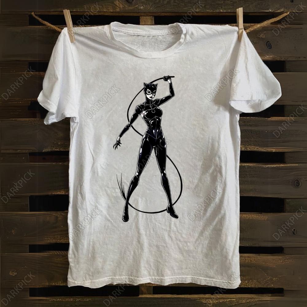 Cat woman comic art Casual Cotton T-shirt