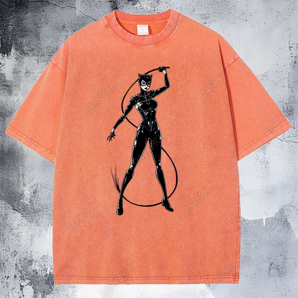 Cat woman comic art Casual  Washed T-Shirt
