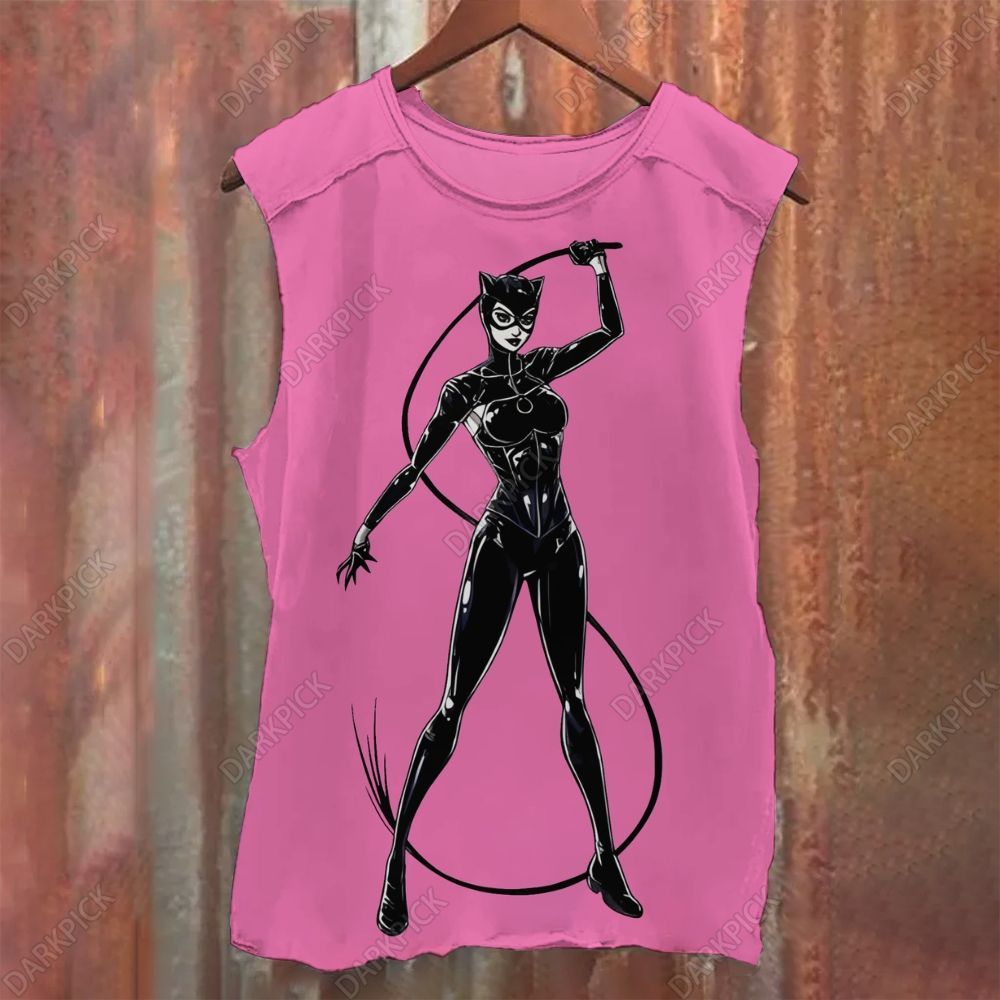 Cat woman comic art Casual Printed Tank Top