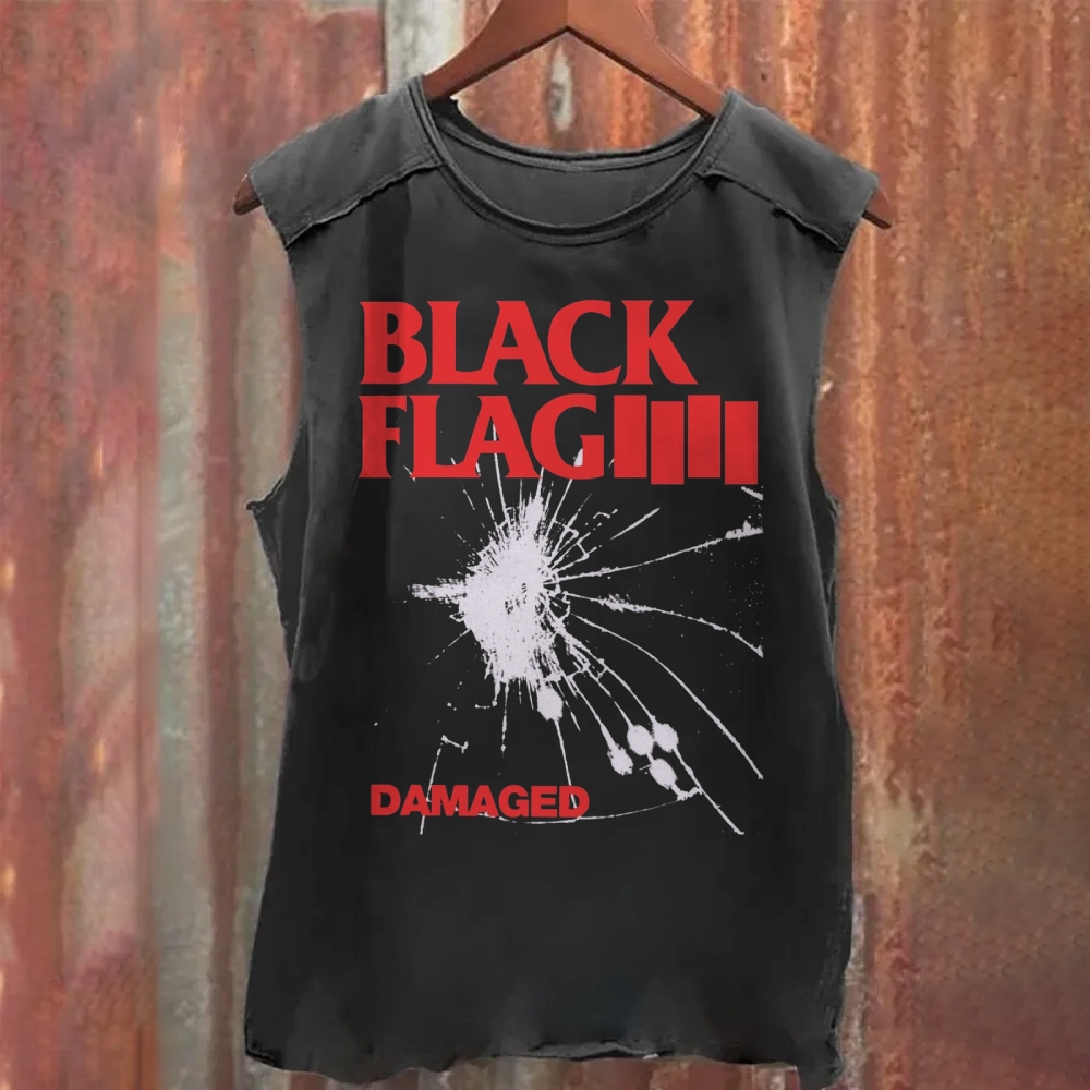 Black Flag Rock Band Washed Tank Top