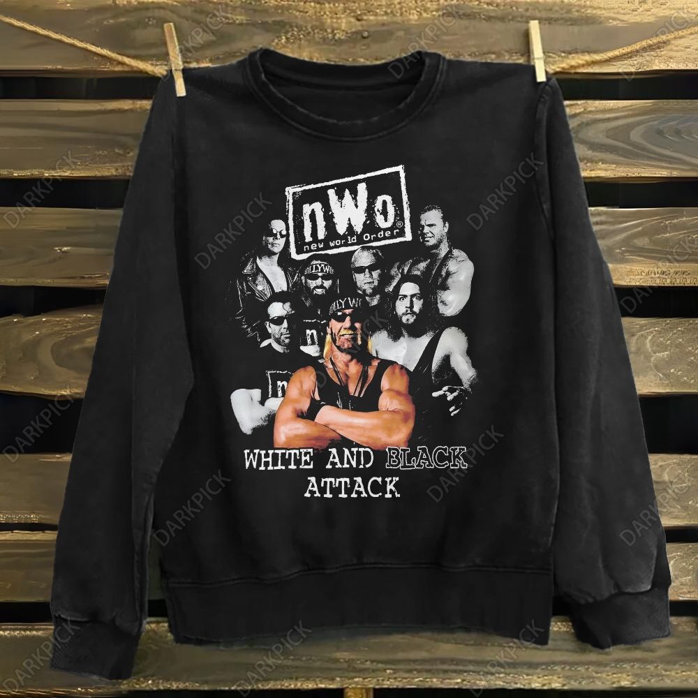 New World Order 1998 White and Black Attack WCW Cotton Sweatshirt