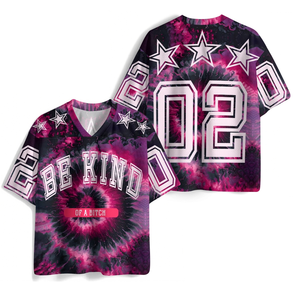 Fuchsia retro tie-dye pattern- Be Kind of a bitch Jersey Shirts