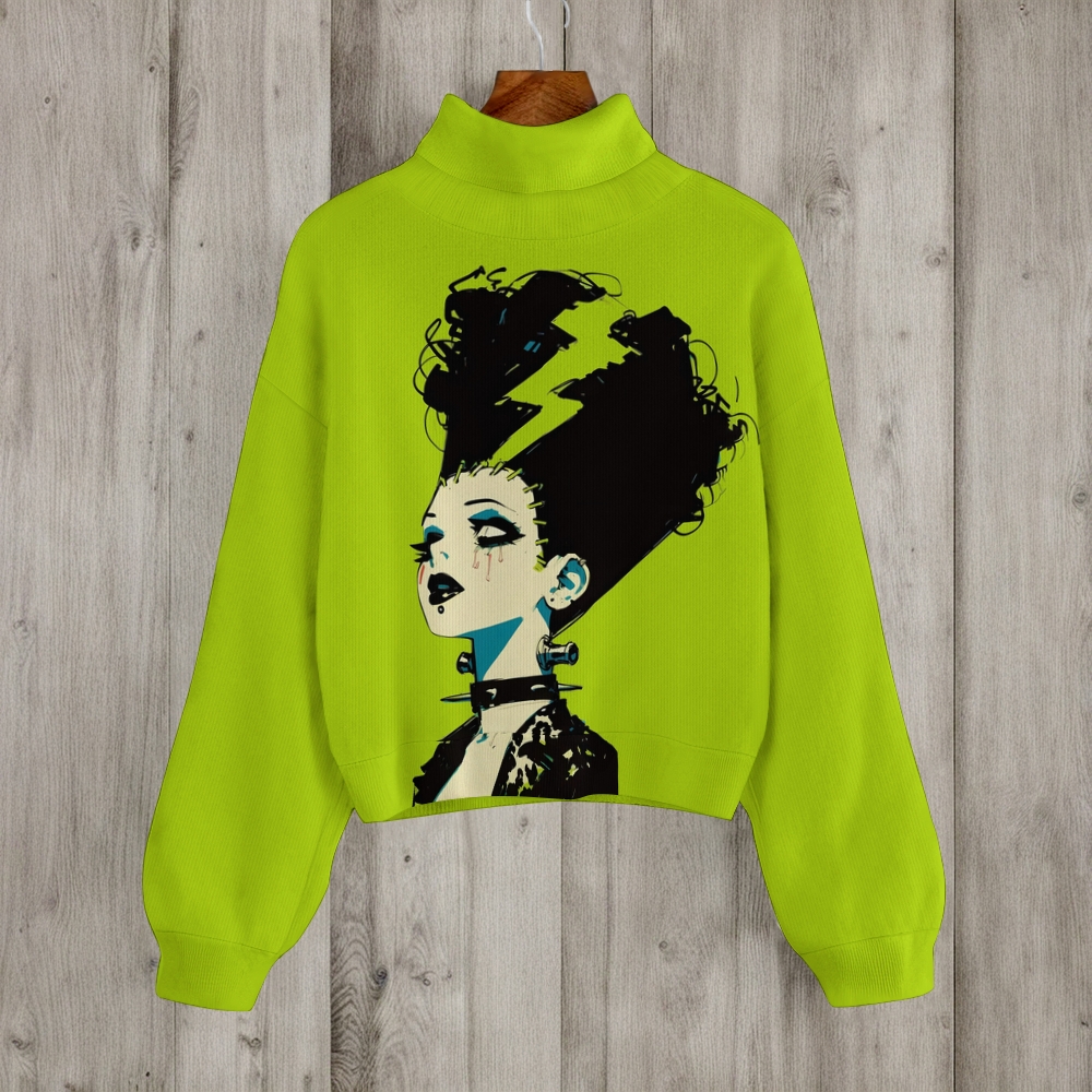 Bride of Frankenstein print Turtleneck sweater