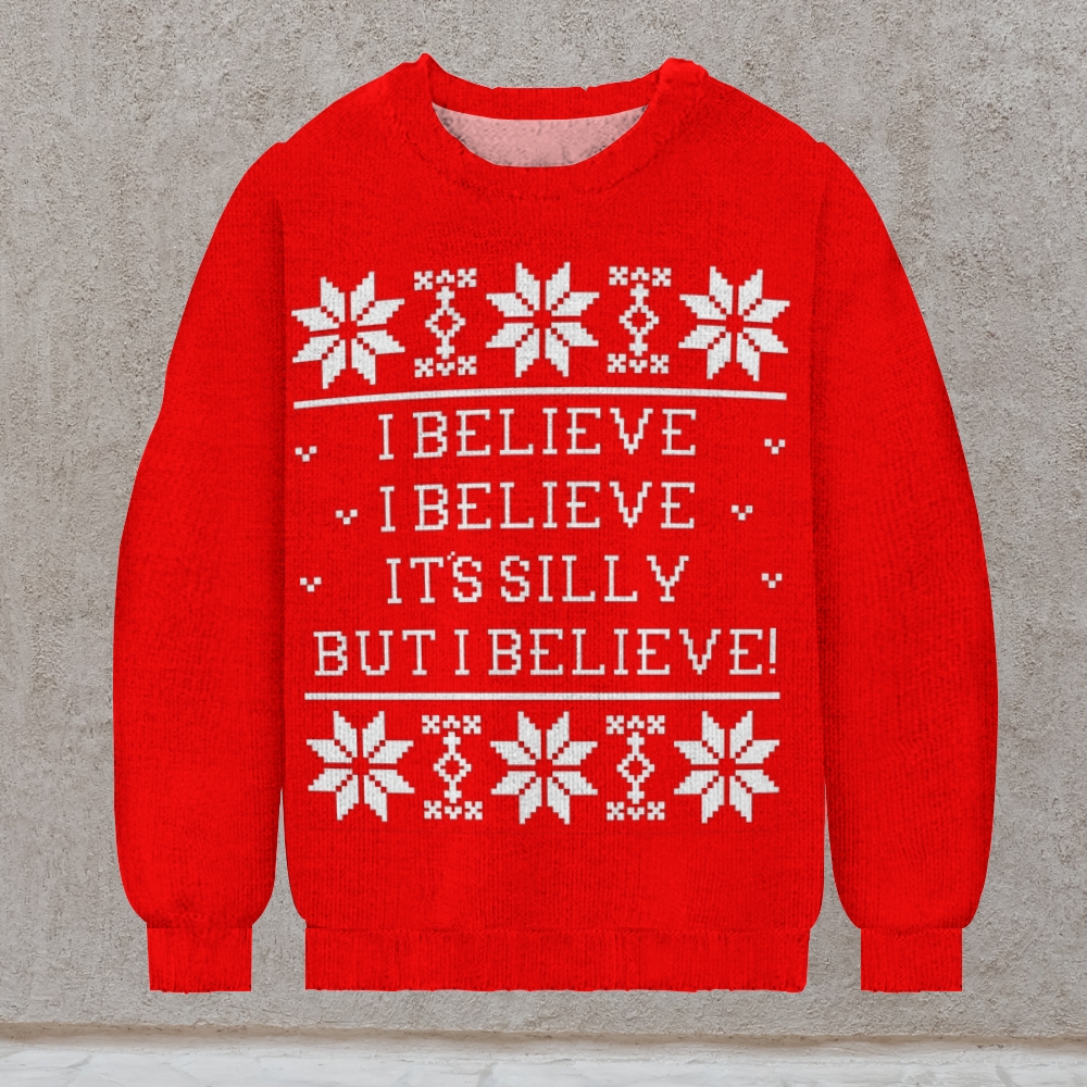 1994 film Miracle on 34th Street  Print Casual Knit Crew Neck Sweater