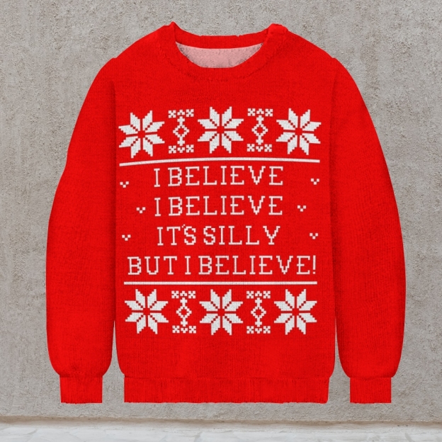 1994 film Miracle on 34th Street  Print Casual Knit Crew Neck Sweater