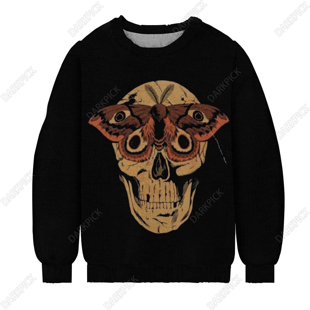 Men's Skull Print Casual Knit Crew Neck Sweater