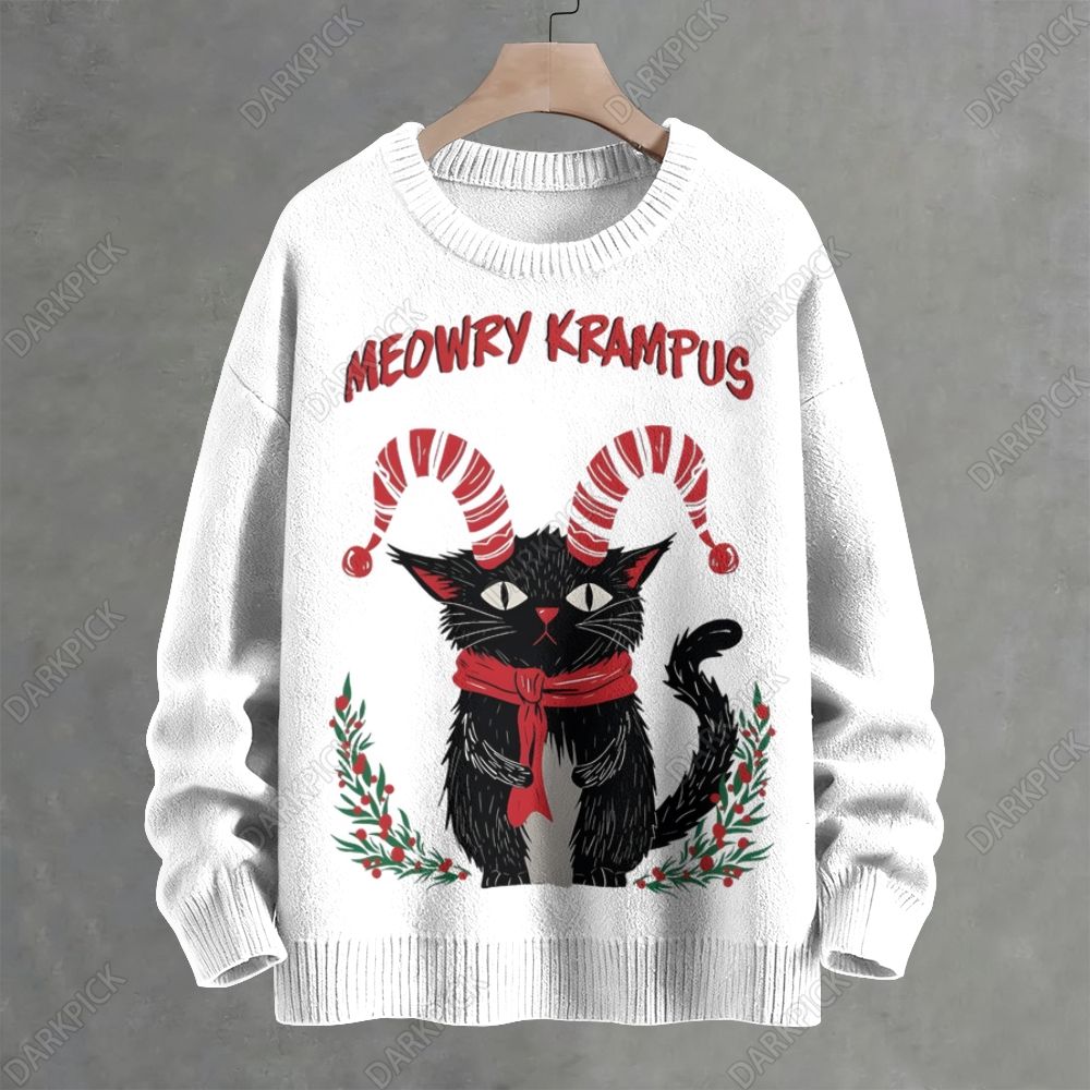 Cute Cat Merry Christmas Crew Neck Sweater