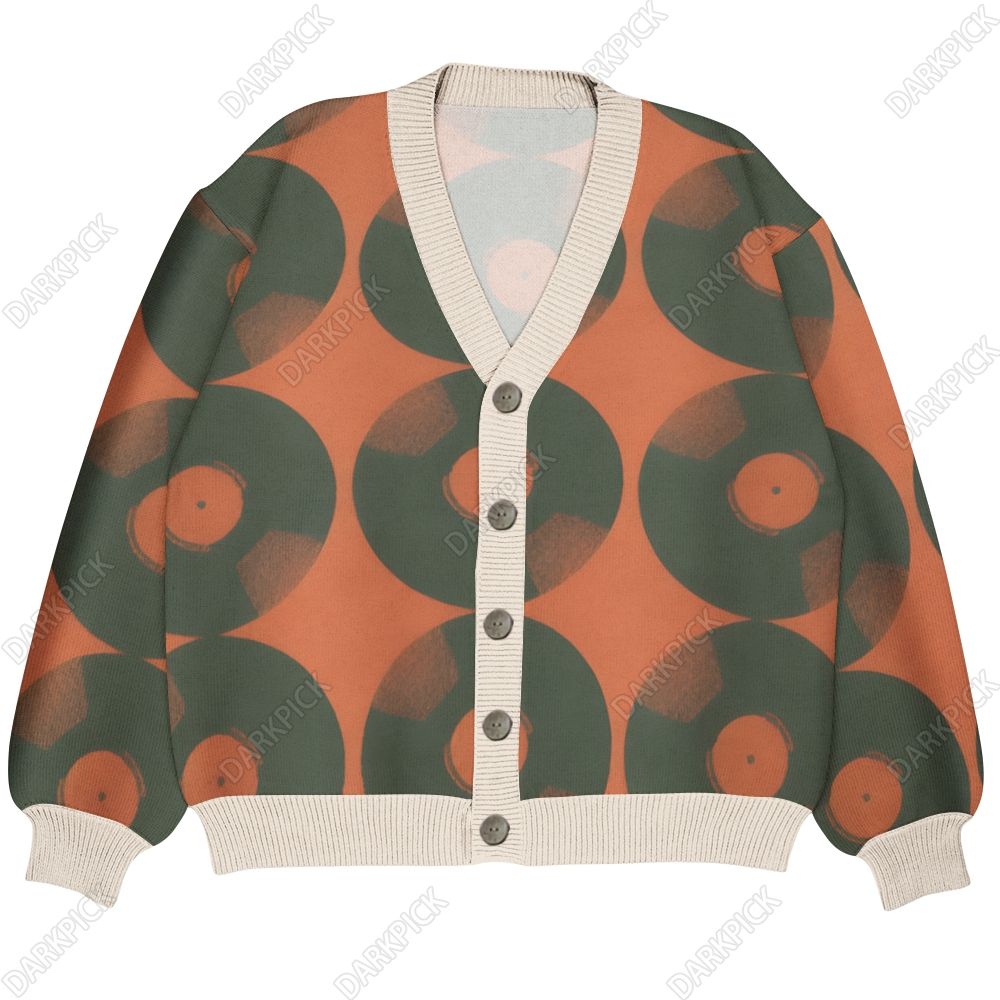 Vintage Record Ugly Cardigan Sweater