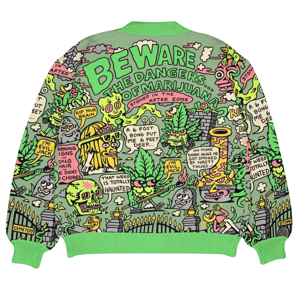 Cemetery Stoner Ugly Cardigan Sweater