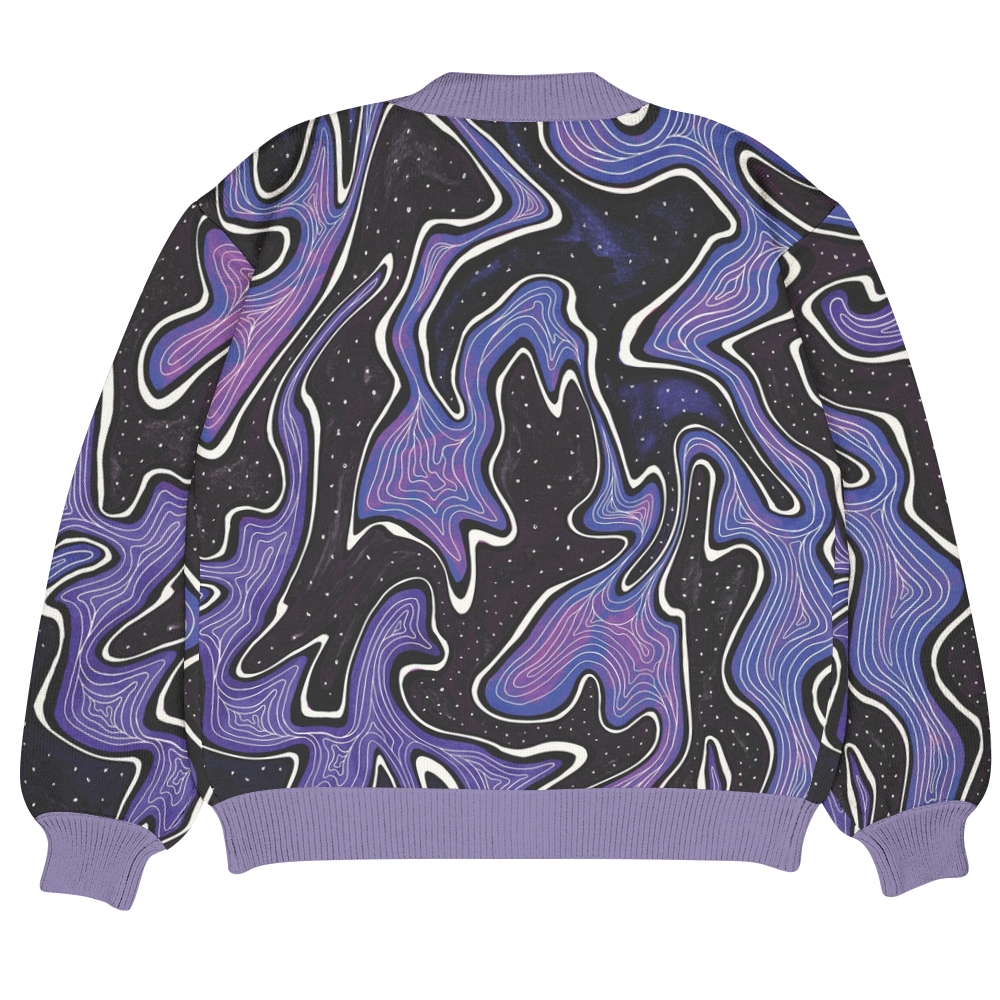 Purple Graffiti Ugly Cardigan Sweater
