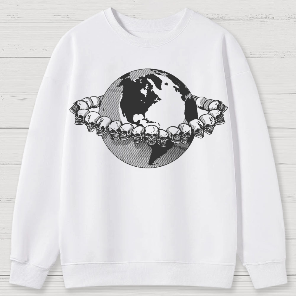 Skulls encircling the earth Cotton Sweatshirts