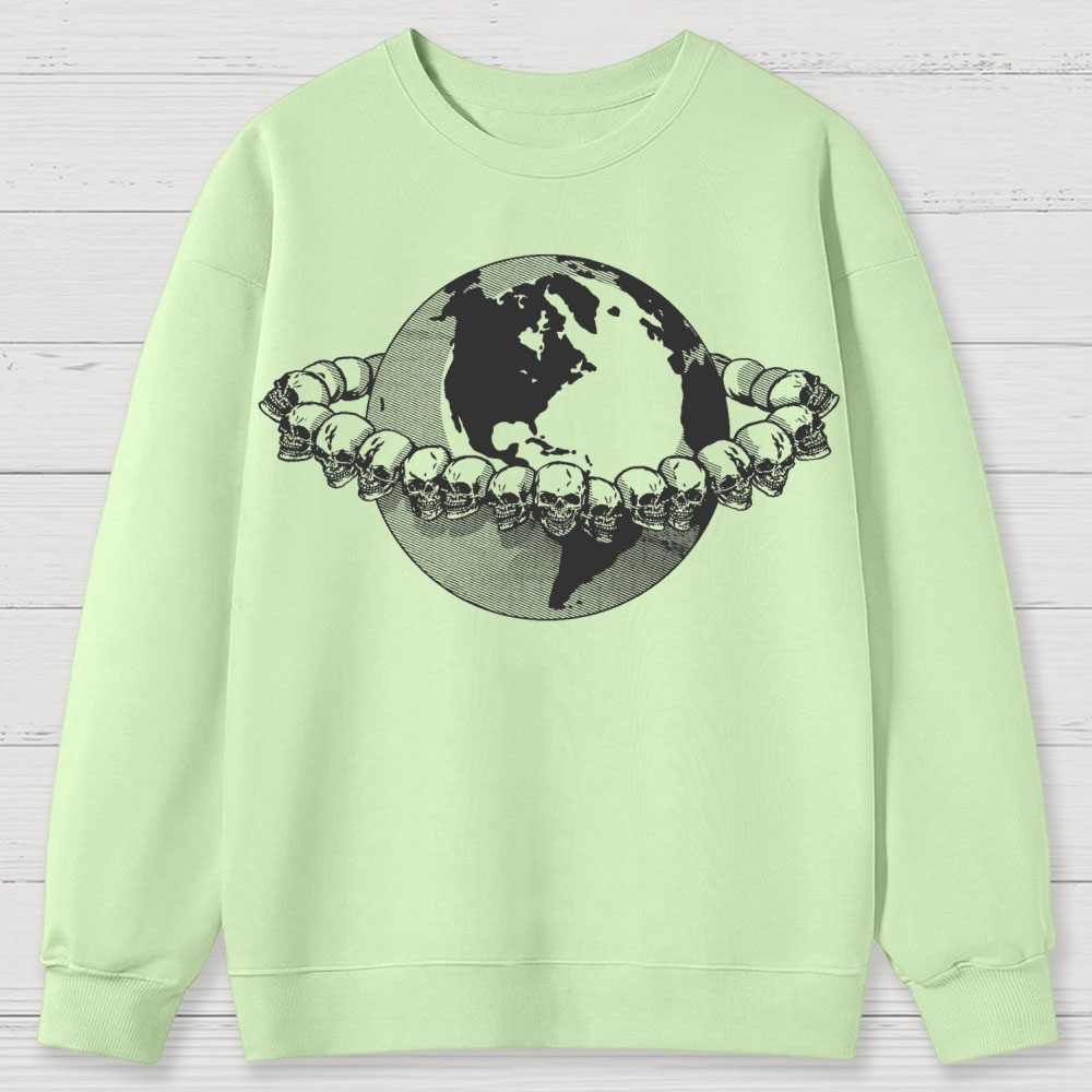 Skulls encircling the earth Cotton Sweatshirts