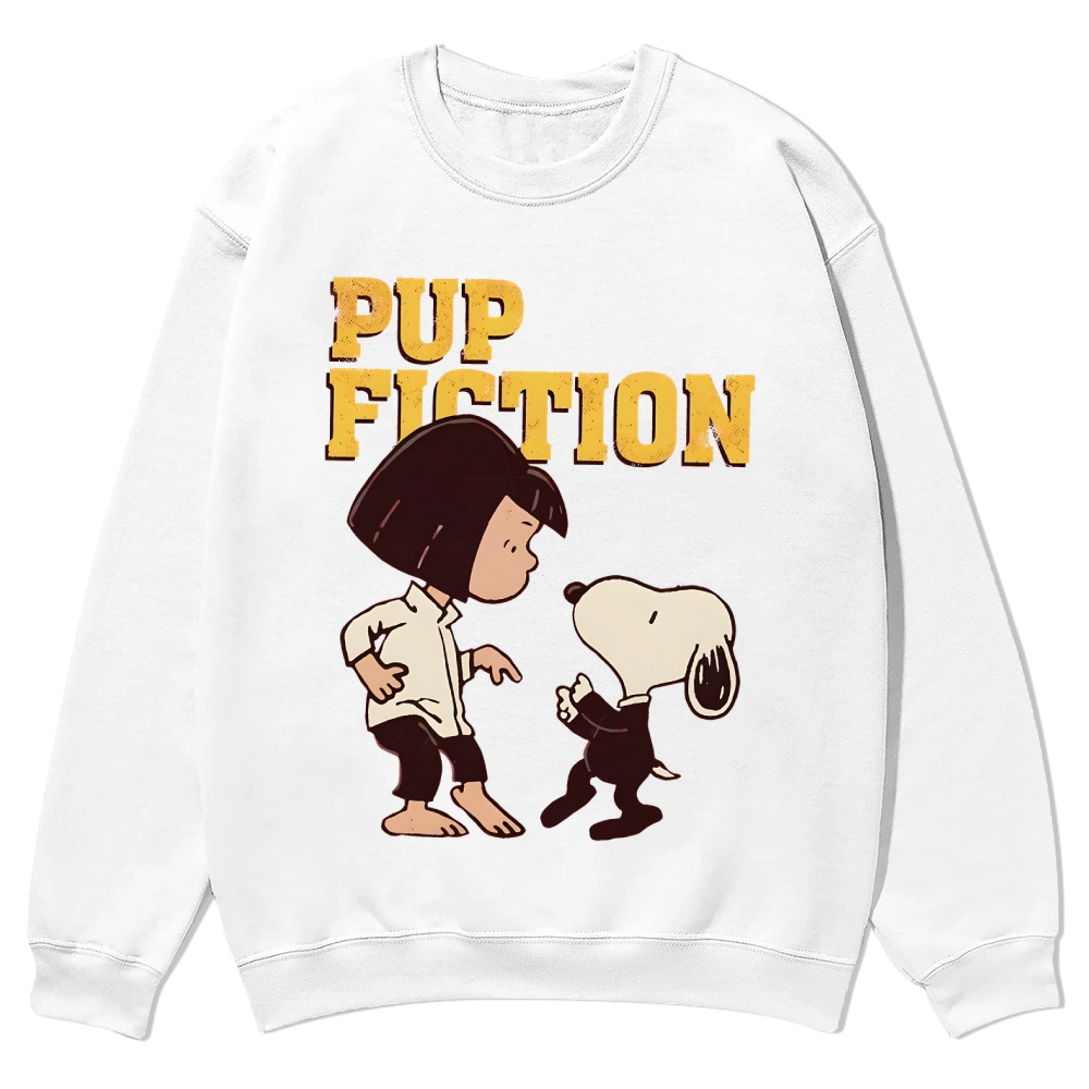 Peanuts Snoopy and Lucy "Pup Fiction" Casual Crewneck Sweatshirt